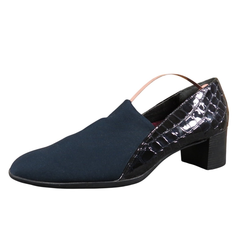 Munro Billee Women Size 10 Medium Navy Fabric Patent Leather Pump Comfort Dress